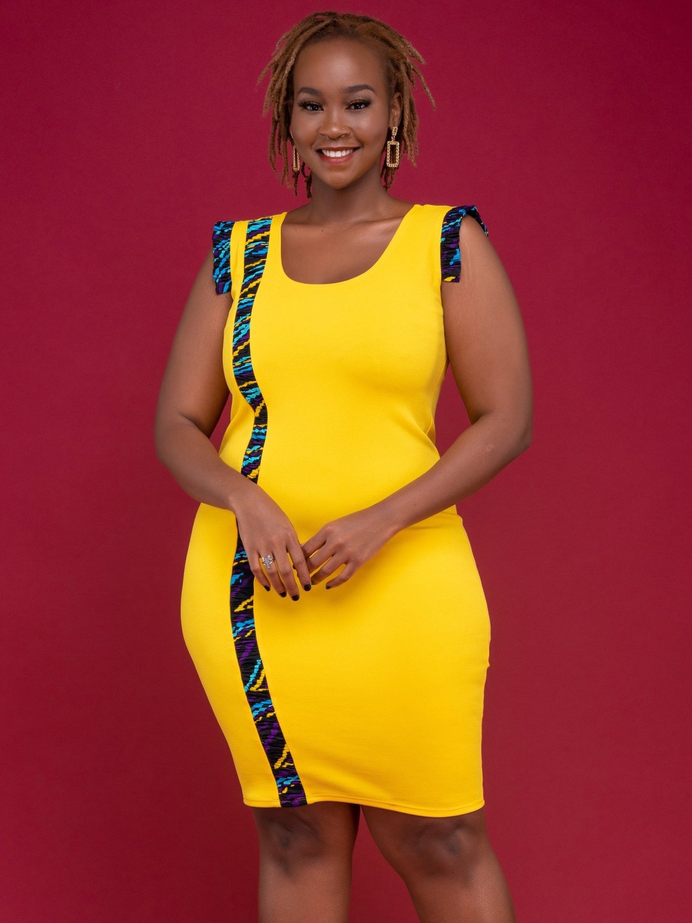 Salok Nitty Knee Length Dress - Yellow - Shop Zetu Kenya