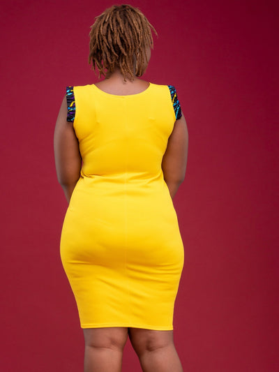 Salok Nitty Knee Length Dress - Yellow - Shop Zetu Kenya