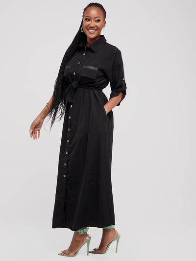 Salok Rave Shirt Dress - Black - Shop Zetu Kenya