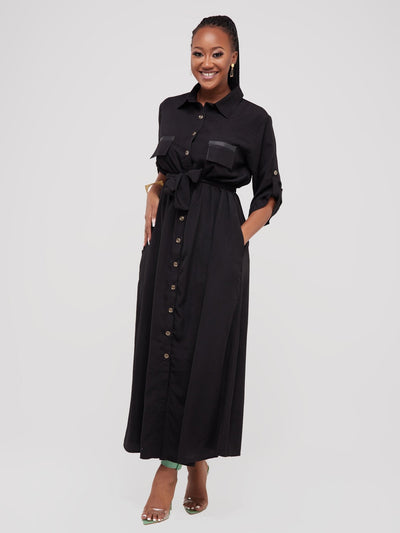 Salok Rave Shirt Dress - Black - Shop Zetu Kenya