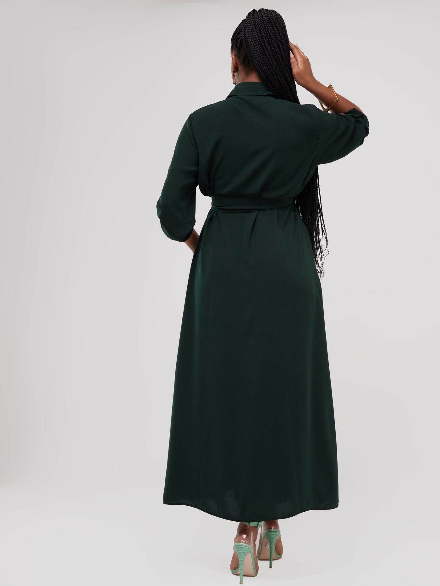 Salok Rave Shirt Dress - Dark Green - Shop Zetu Kenya