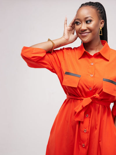 Salok Rave Shirt Dress - Orange - Shop Zetu Kenya