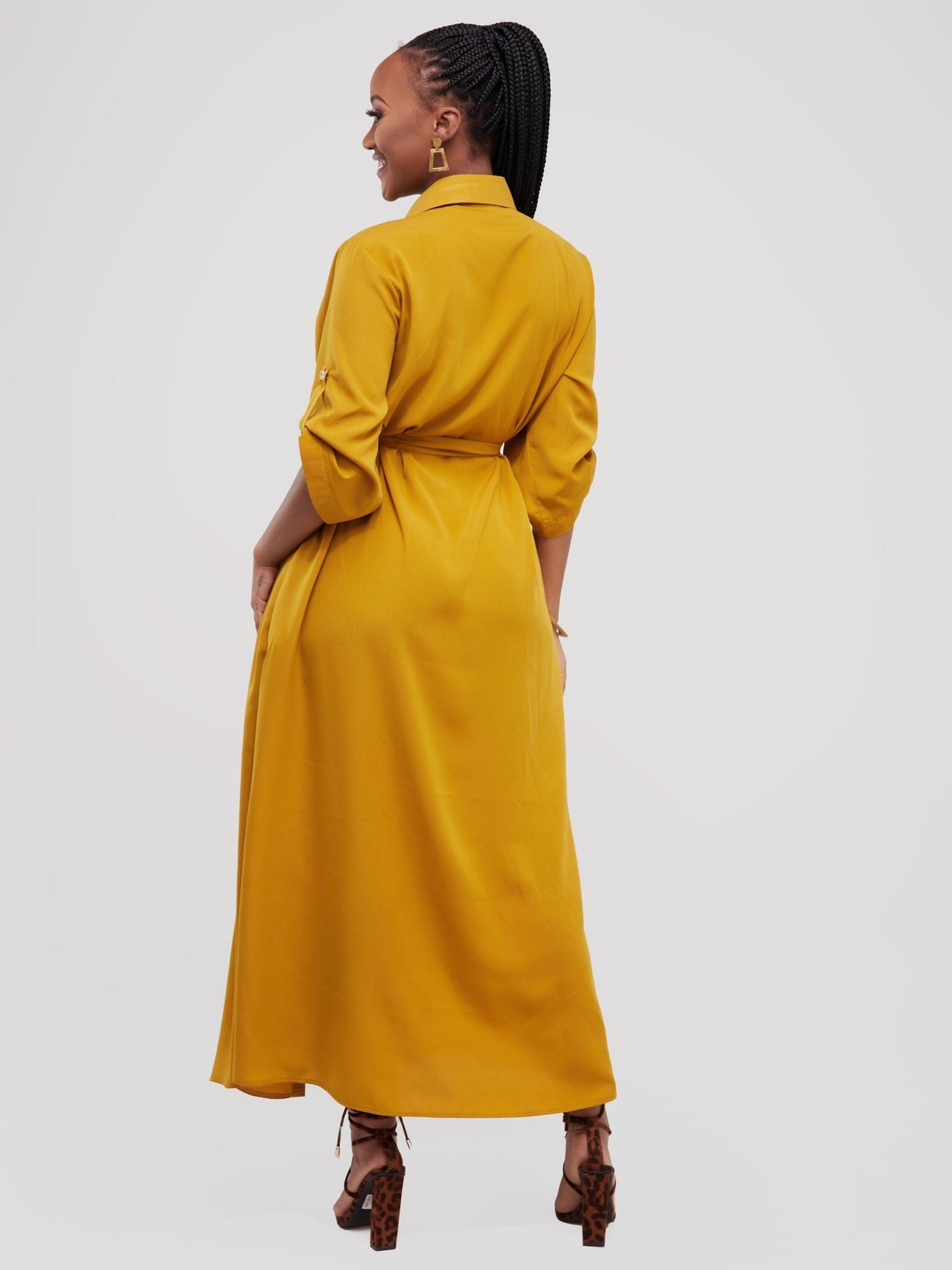 Salok Rave Shirt Dress - Yellow - Shopzetu
