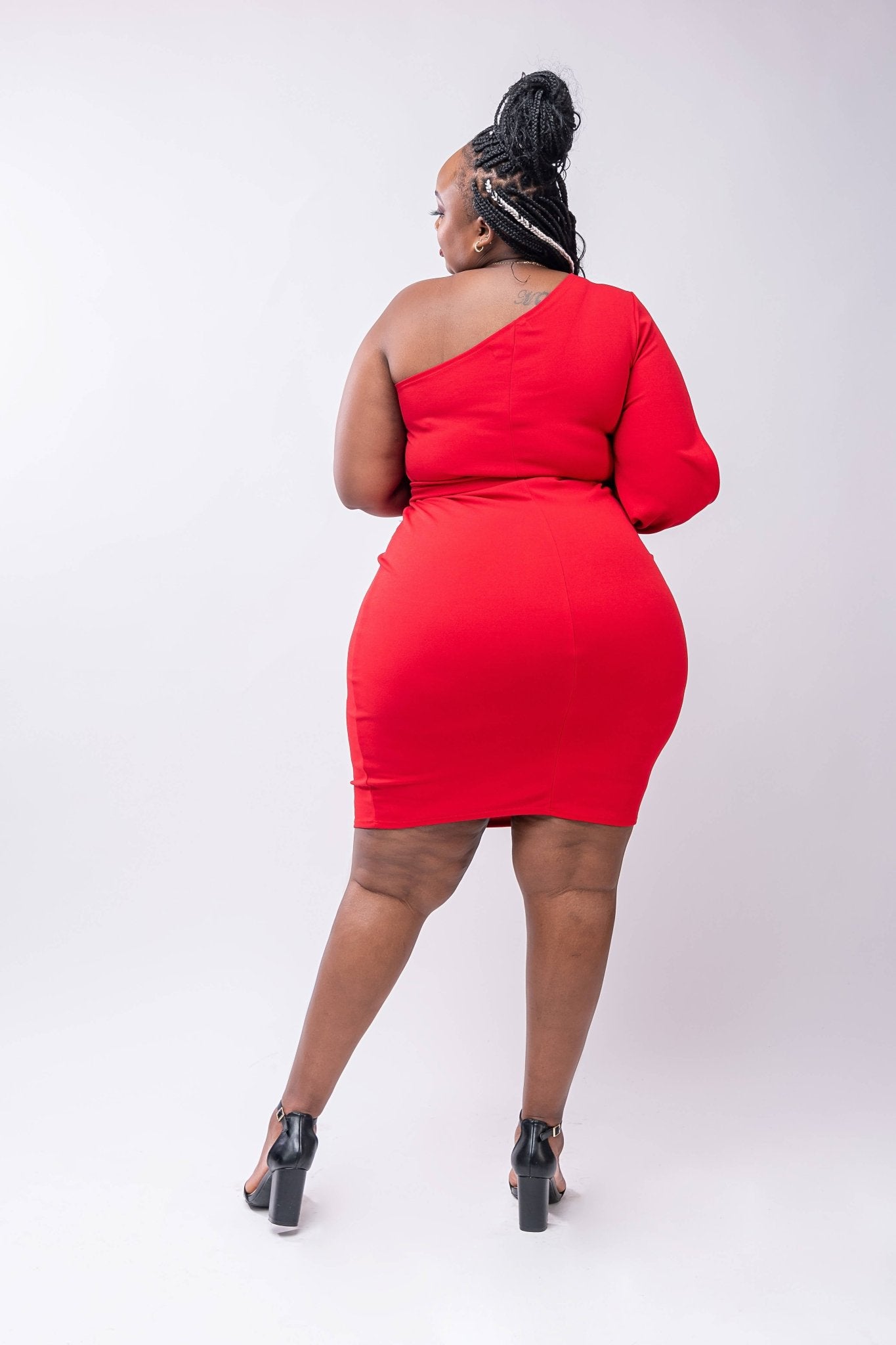 Salok Vilah Knee Length Dress - Red - Shopzetu