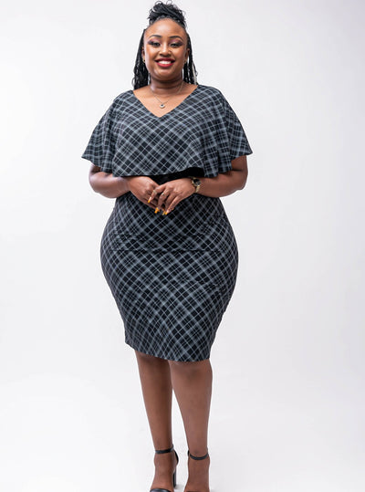 Salok Zaleah Knee Length Dress - Black / Grey - Shop Zetu Kenya