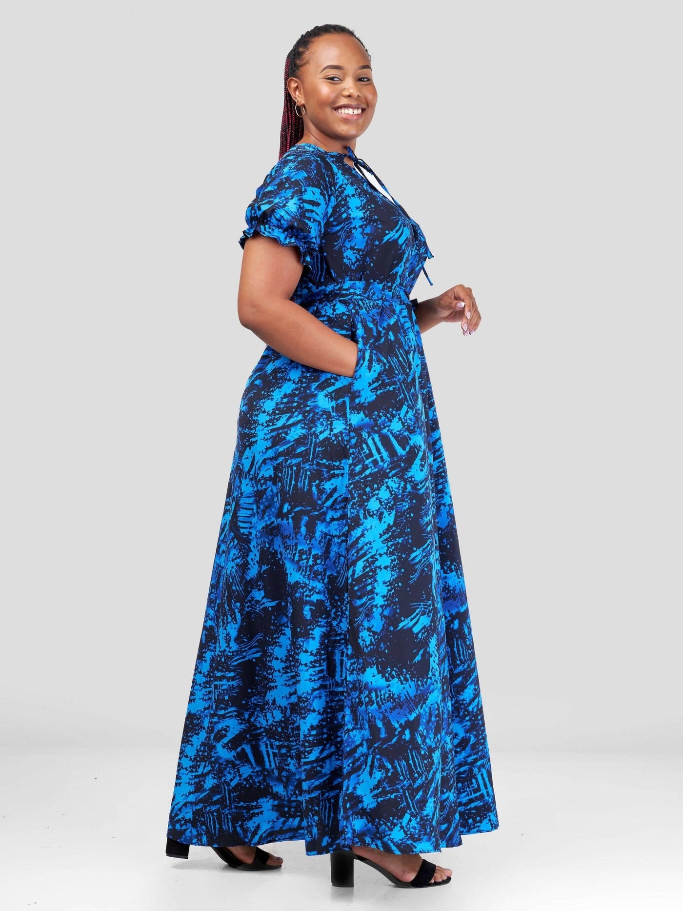 Phyls Collections Mtwapa Maxi Dress - Blue Print - Shopzetu