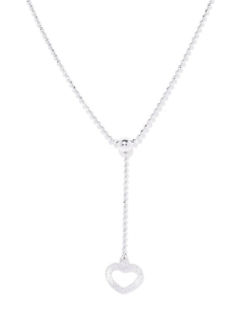 Slaks World Fashion Silver-Toned Lariat Necklace - Silver - Shopzetu