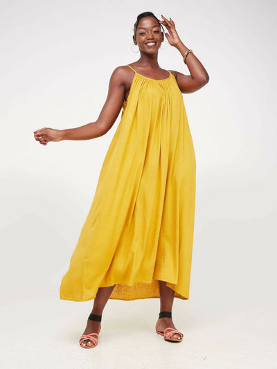Fauza Design Asili Linen Maxi Dress - Mustard - Shopzetu
