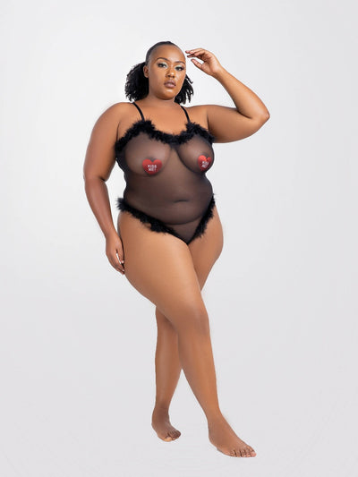 Intimates Kenya-Sexy Lingerie Furry Temptation Passion perspective Bodysuit - Black - Shopzetu