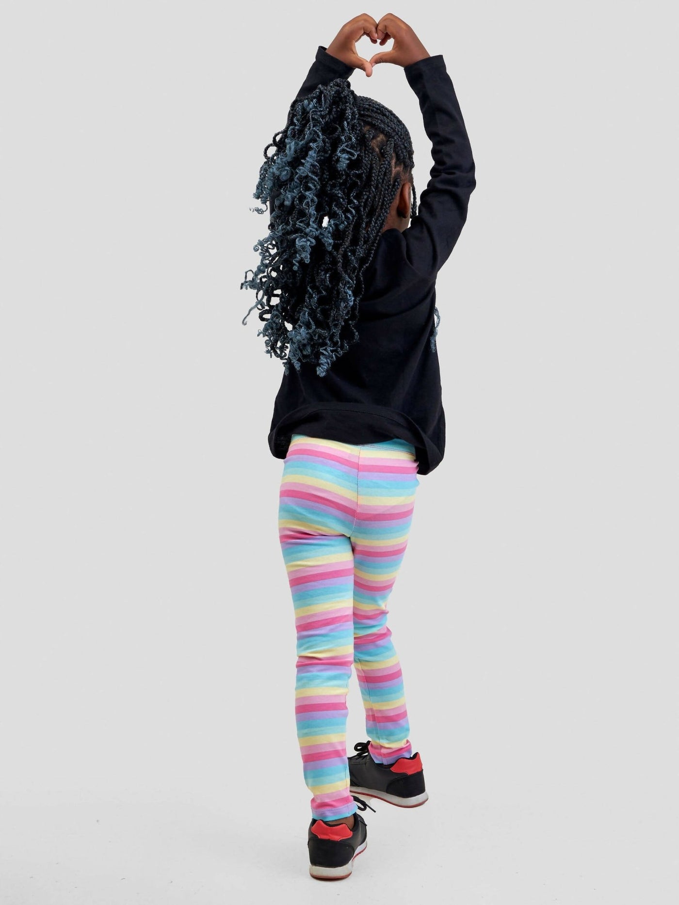 Inken Stripe Girls Full Length Legging - Rainbow Stripes - Shopzetu