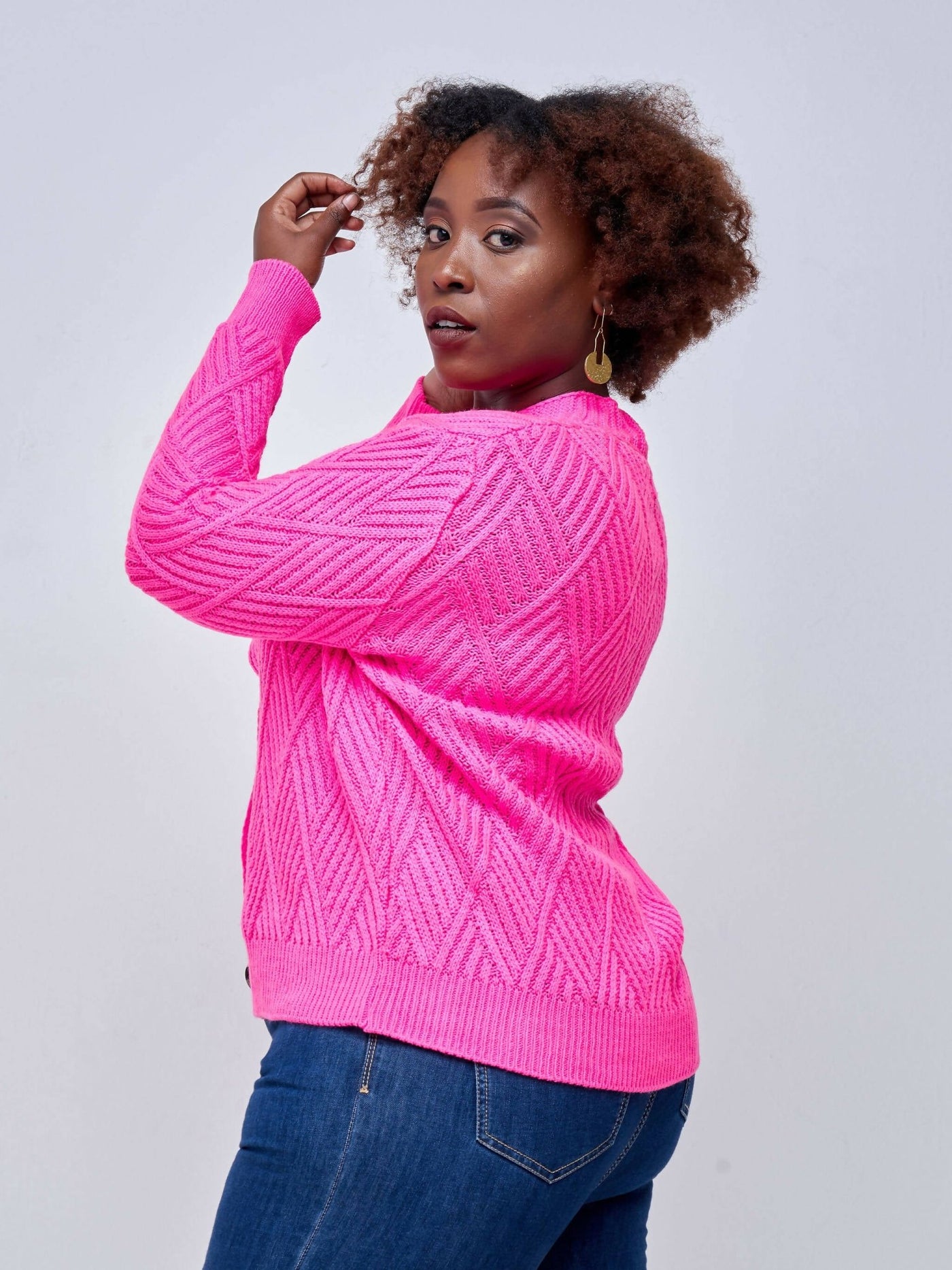 The Fashion Frenzy Button Cardigan - Pink - Shop Zetu Kenya