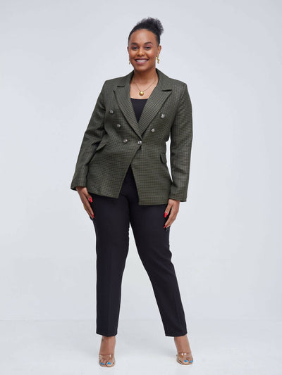 The Fashion Frenzy Checked Blazer - Green - Shop Zetu Kenya