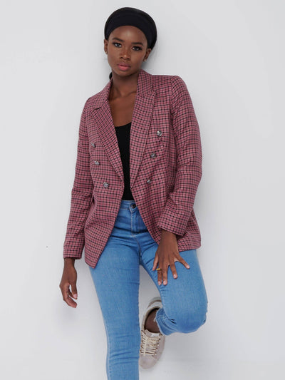 The Fashion Frenzy Checked Blazer - Pink - Shop Zetu Kenya