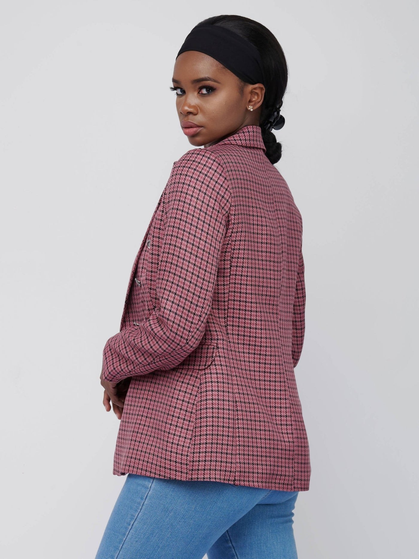 The Fashion Frenzy Checked Blazer - Pink - Shop Zetu Kenya