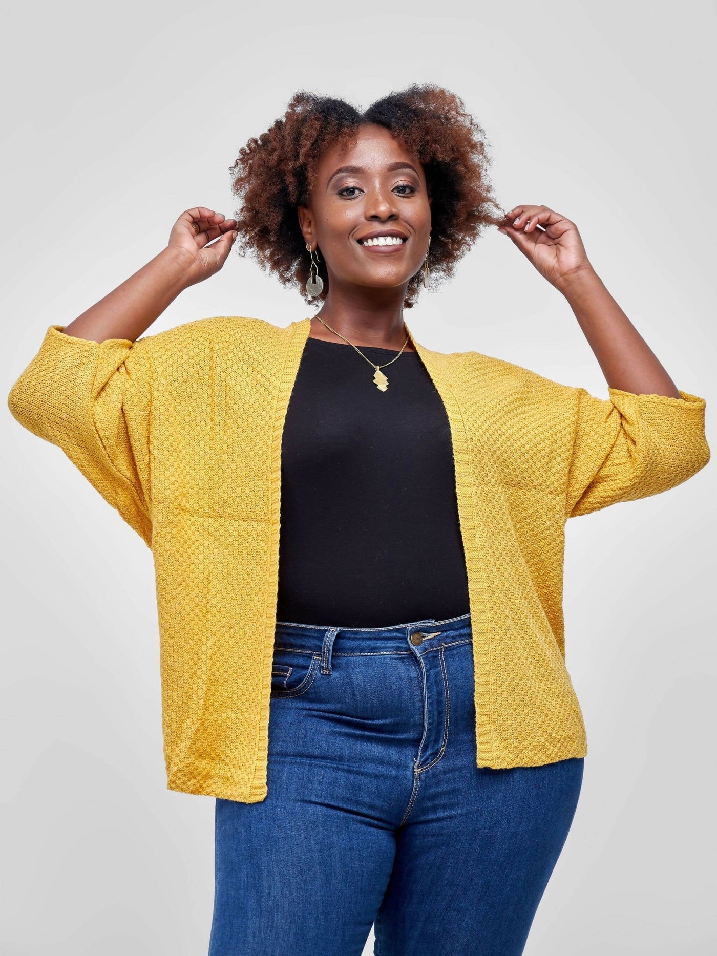 The Fashion Frenzy Kimono Cardigan - Yellow - Shop Zetu Kenya