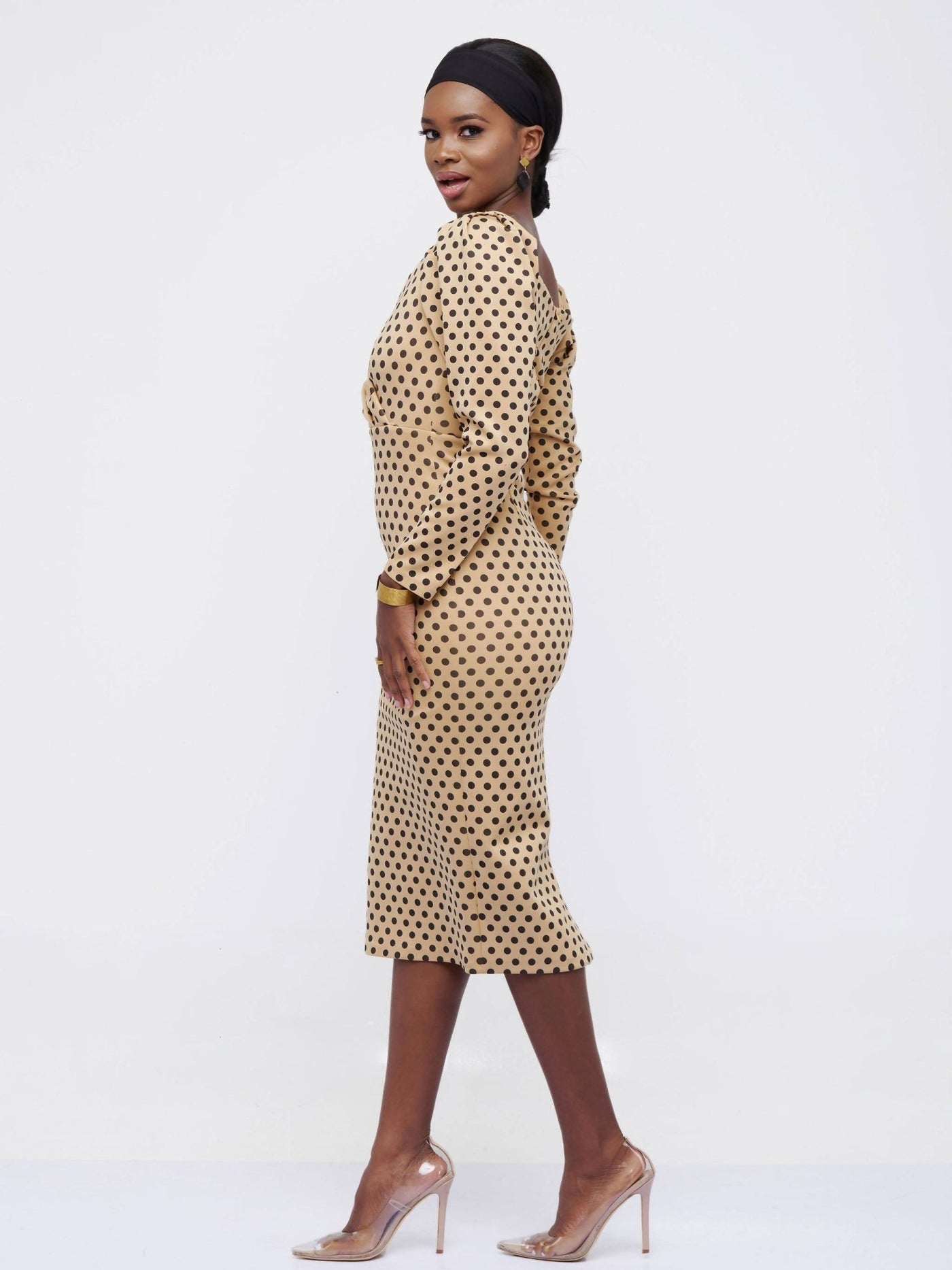 The Fashion Frenzy Polka Bodycon - Khaki - Shop Zetu Kenya