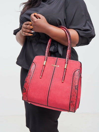 The Fashion Frenzy Printed Handbag-Red - Shop Zetu Kenya