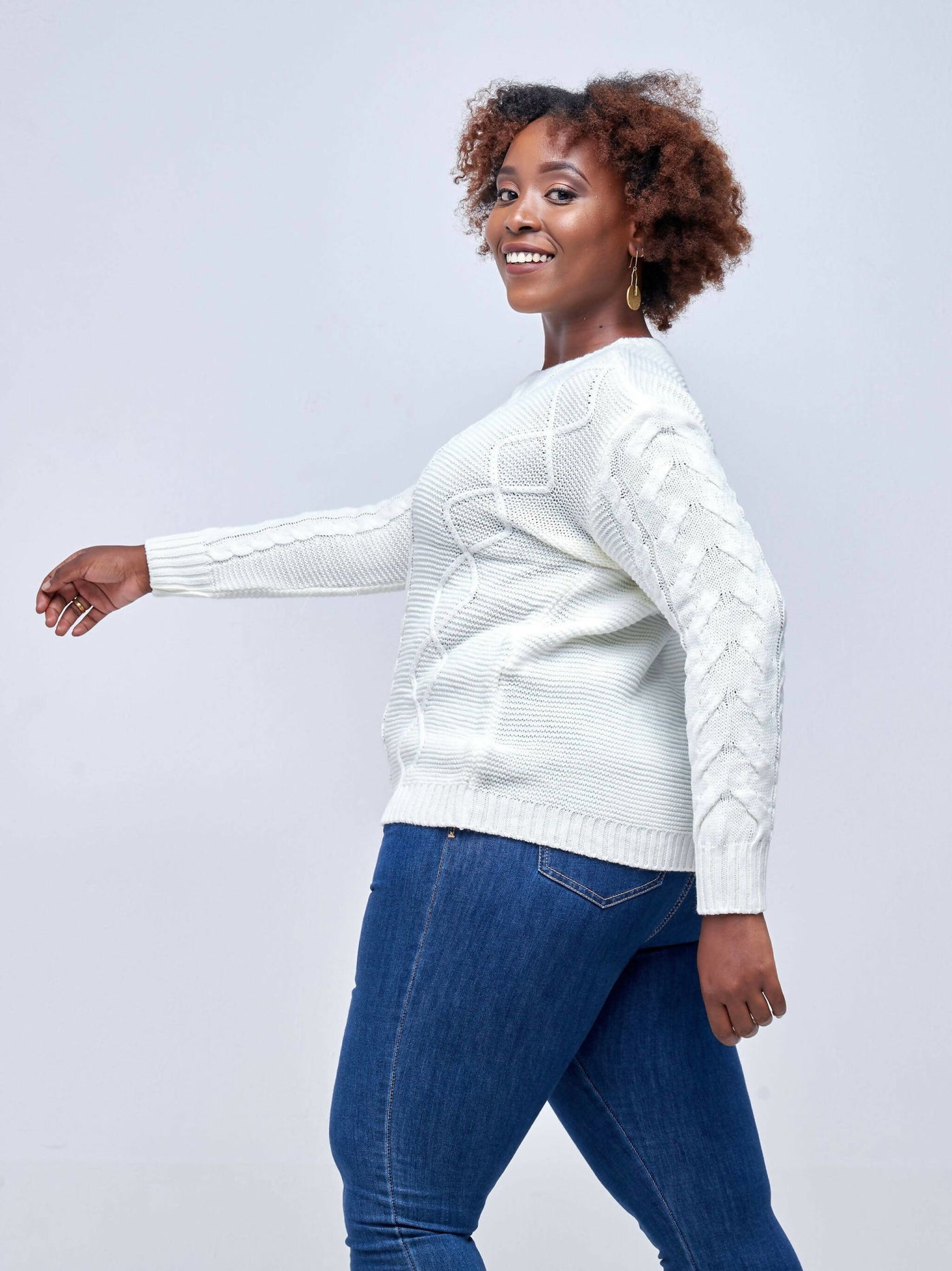 The Fashion Frenzy Round Neck Pullover - White - Shop Zetu Kenya