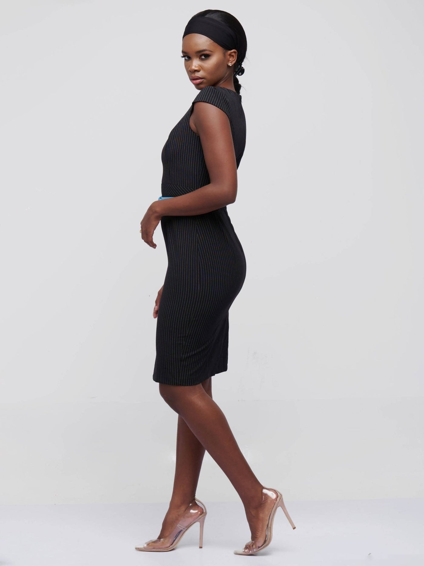 The Fashion Frenzy Stripped Pencil Dress - Black - Shop Zetu Kenya