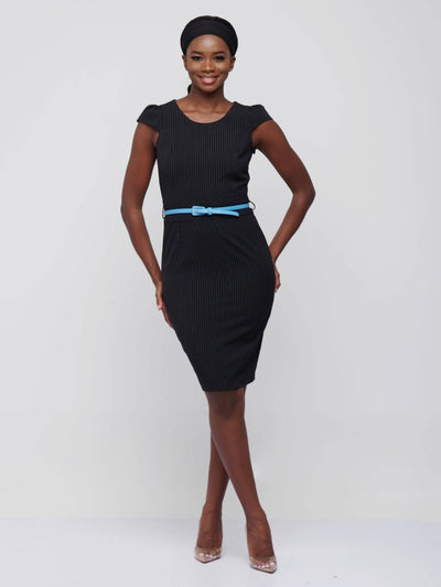 The Fashion Frenzy Stripped Pencil Dress - Black - Shop Zetu Kenya