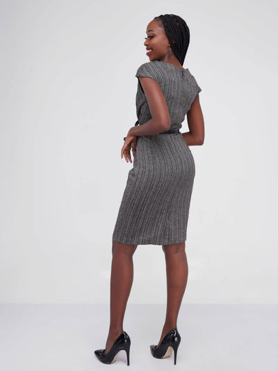 The Fashion Frenzy Stripped Pencil Dress - Grey - Shop Zetu Kenya