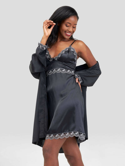 Kega Fashions Faraja Night Gown - Black - Shopzetu