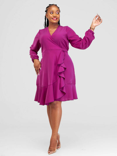 Lizola Sierra Wrap Dress - Purple - Shopzetu