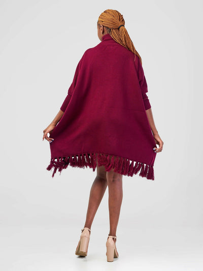 Anel's Knitwear Salsa Dress - Maroon - Shopzetu