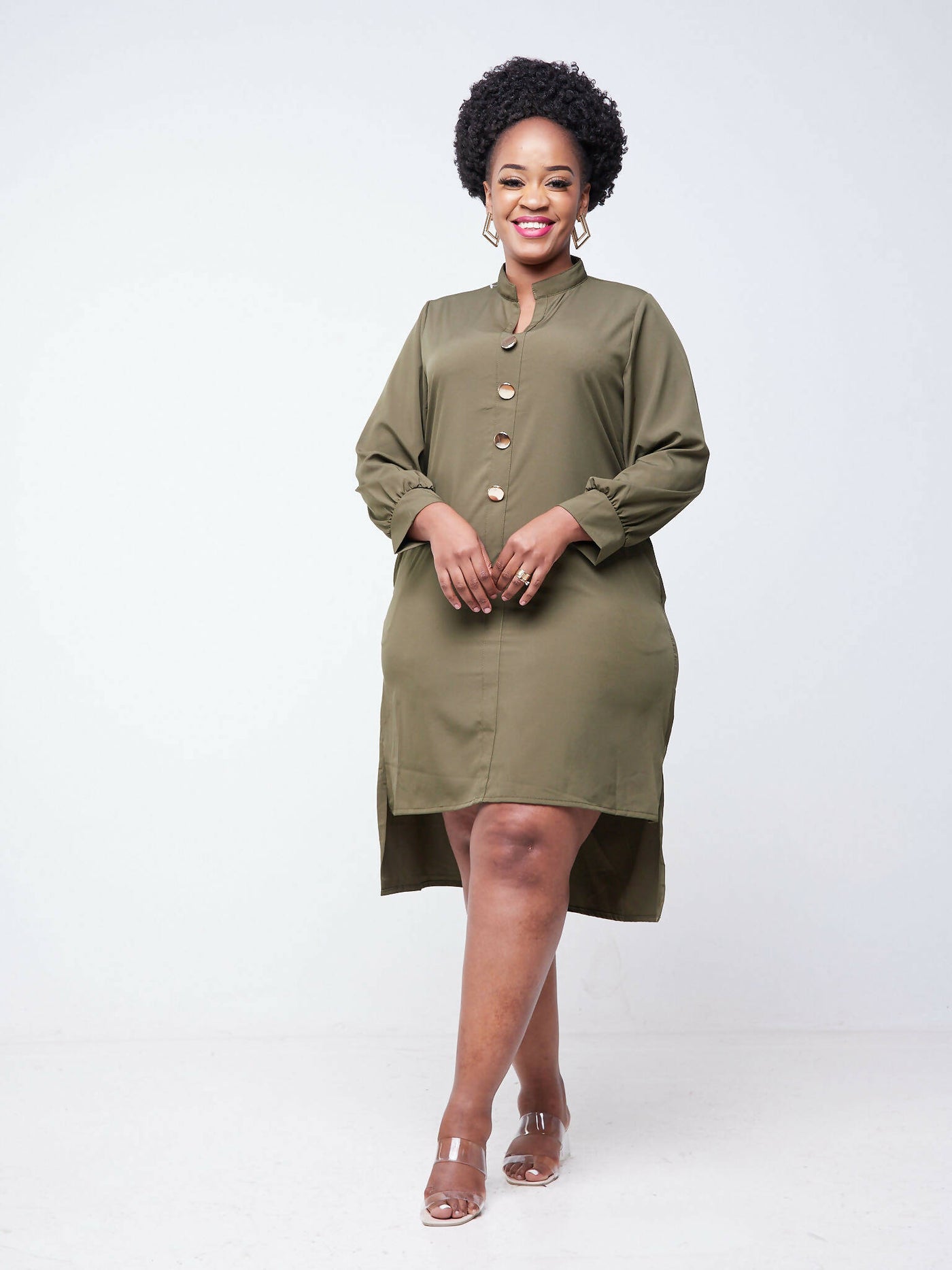 Dd Holdings Aziza Fashion Shirt Dress - Green - Shopzetu