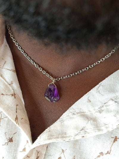 Xara Gems Heri Amethyst Unisex Necklace - Purple - Shopzetu