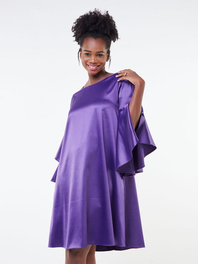 Vivo Adisa Flounce Sleeve Tent Knee Length Dress - Purple - Shop Zetu Kenya