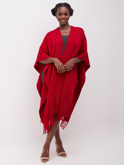 Vivo Basic Double Layered Wrap Poncho - Dark Red - Shop Zetu Kenya