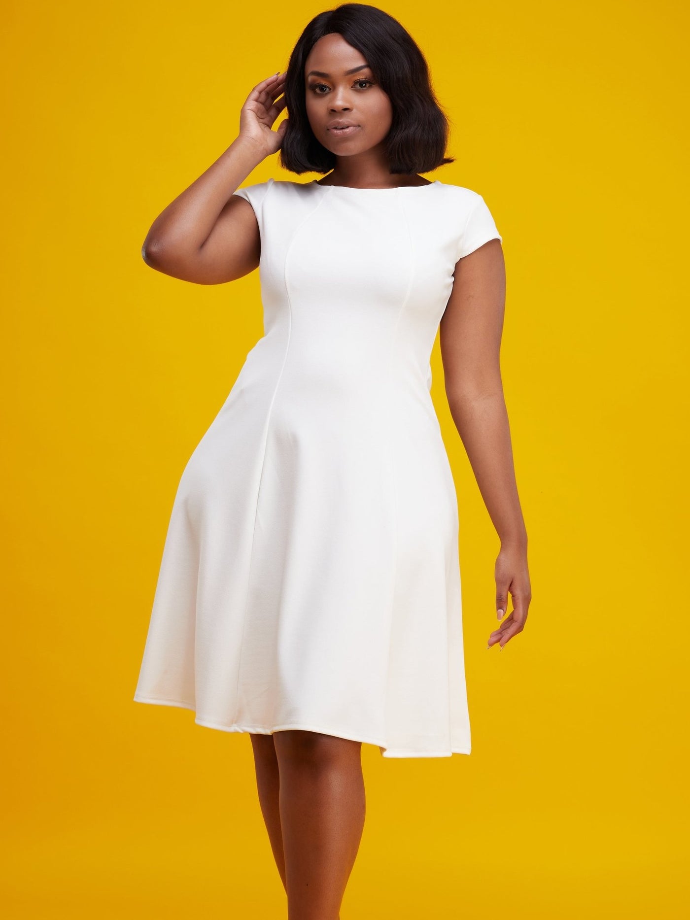 Vivo Basic Escape A-Line Dress - White - Shop Zetu Kenya