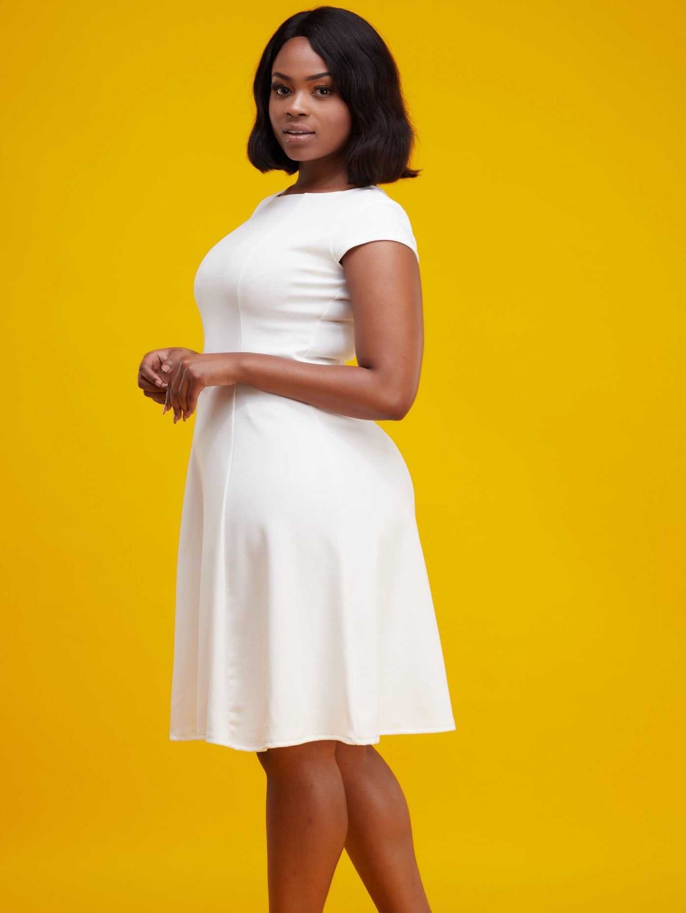 Vivo Basic Escape A-Line Dress - White - Shop Zetu Kenya