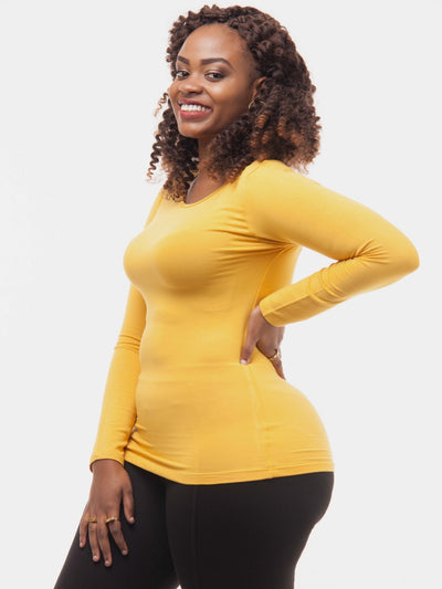 Vivo Basic Long Sleeved Top - Yellow - Shop Zetu Kenya