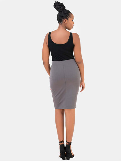 Vivo Basic Pencil Skirt - Grey - Shop Zetu Kenya
