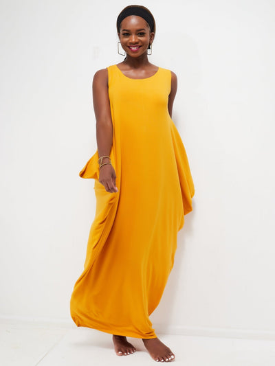 Vivo Basic Salma Maxi Boat Neck Dress - Mustard - Shop Zetu Kenya