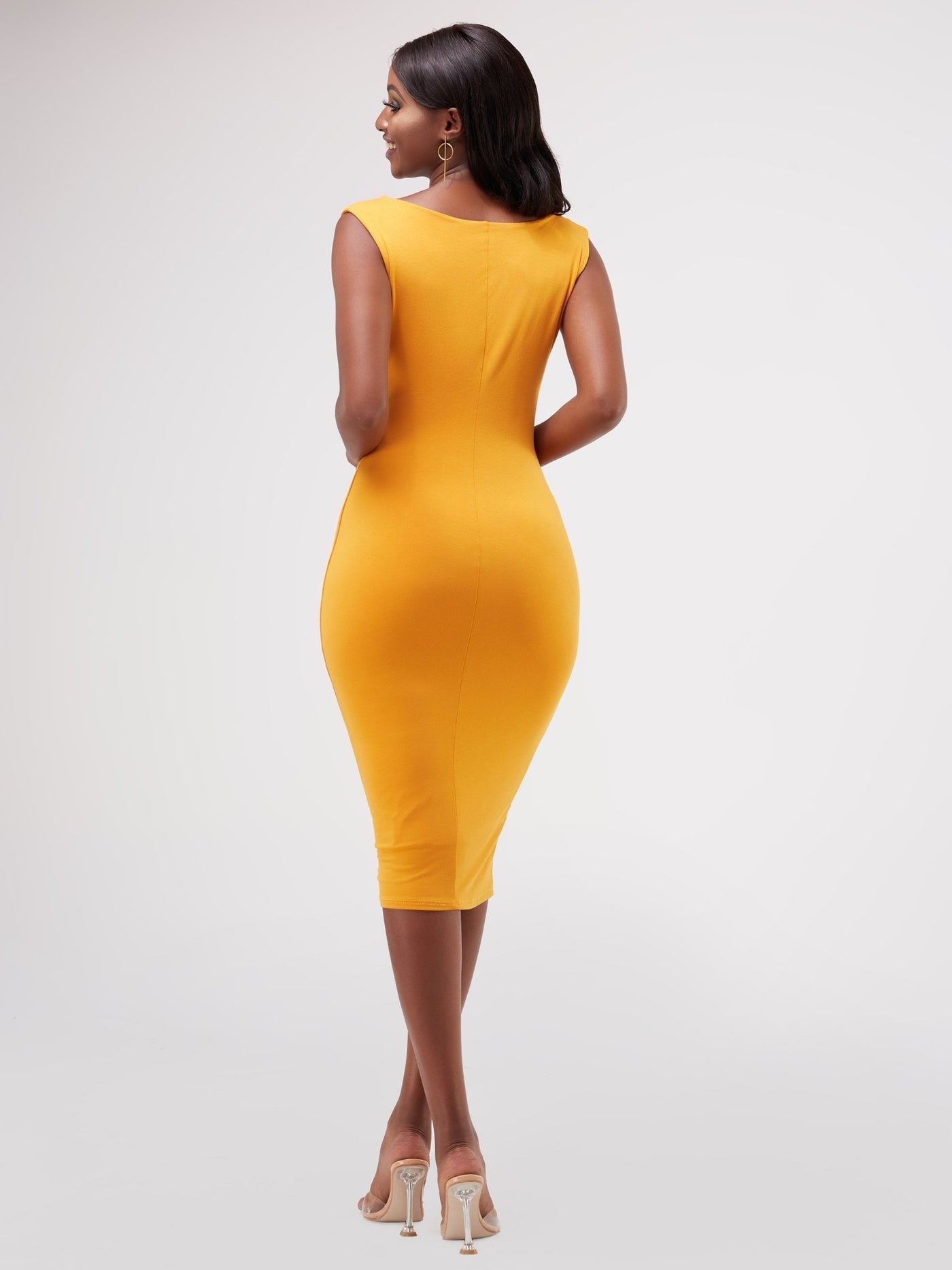 Vivo Basic Sleeveless Double Layered Bodycon - Mustard - Shop Zetu Kenya