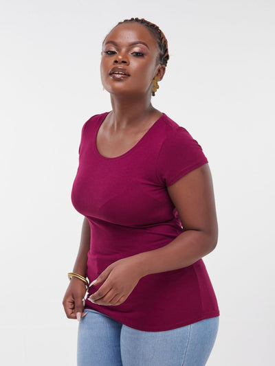 Vivo Basic Val Cap Sleeve Top - Burgundy - Shop Zetu Kenya