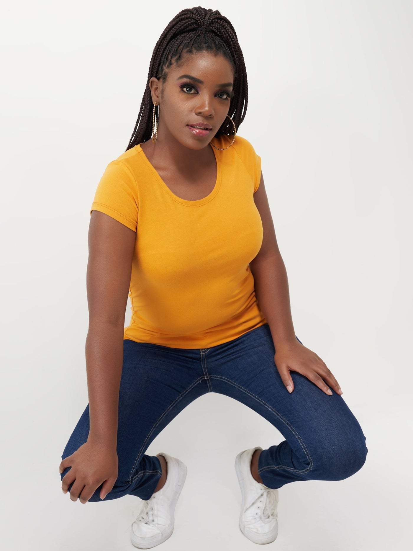 Vivo Basic Val Cap Sleeve Top - Mustard - Shopzetu