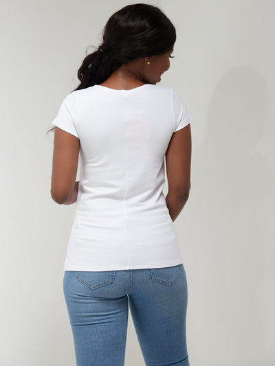 Vivo Basic Val Cap Sleeve Top - White - Shopzetu