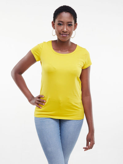 Vivo Basic Val Cap Sleeve Top - Yellow - Shop Zetu Kenya