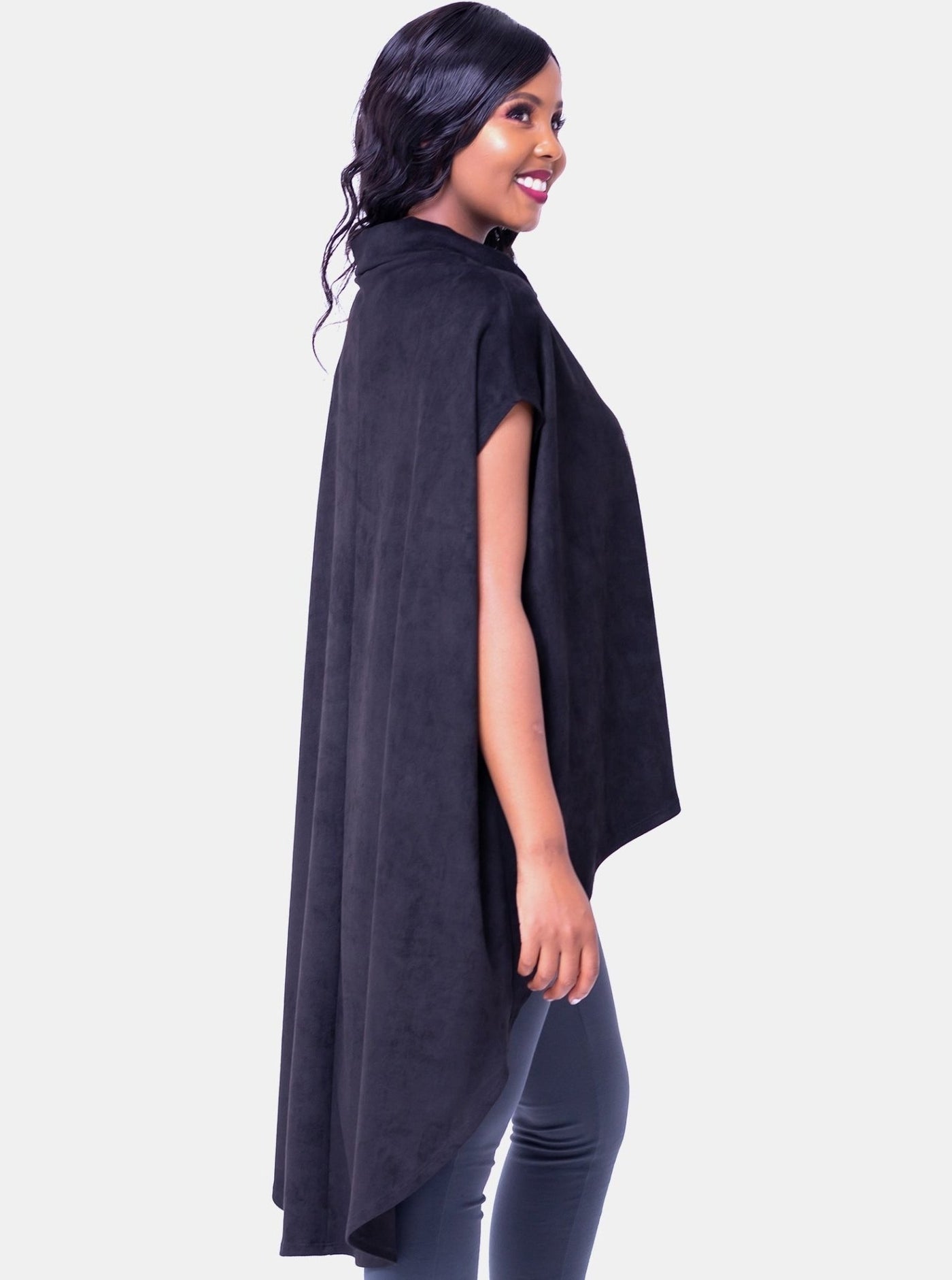 Vivo Binti High Low Poncho - Black - Shopzetu