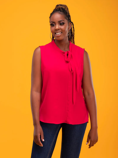 Vivo Bissa Sleeveless Side Bow Top - Pink - Shop Zetu Kenya