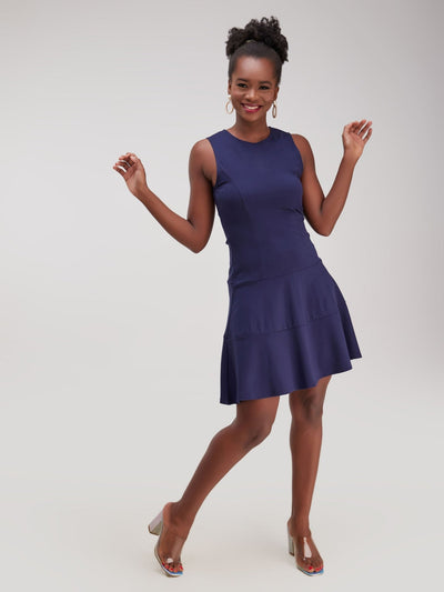 Vivo Faraji Double Tiered A-Line Dress - Navy Blue - Shop Zetu Kenya