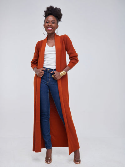 Vivo Long Sleeve Maxi Waterfall - Rust - Shopzetu