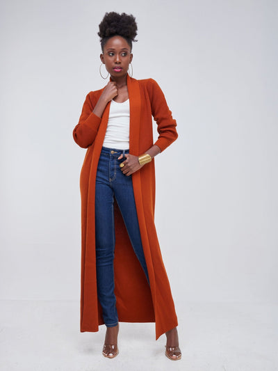 Vivo Long Sleeve Maxi Waterfall - Rust - Shopzetu