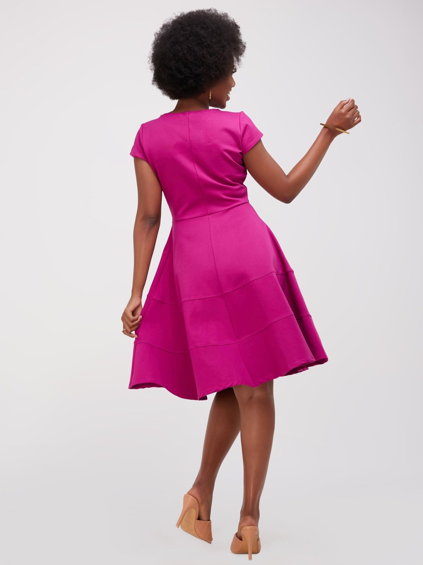 Vivo Waridi A-Line Dress - Burgundy - Shopzetu