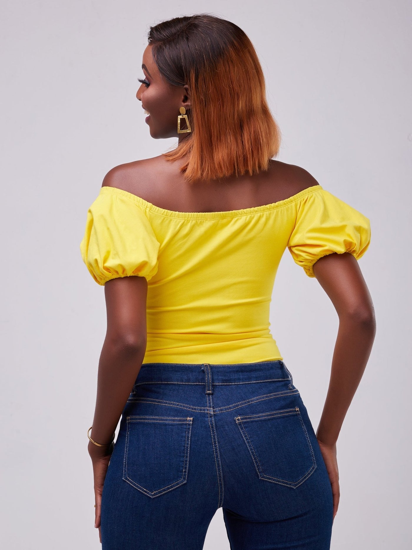 Vivo Zari Puff Sleeved Bodysuit - Yellow - Shop Zetu Kenya