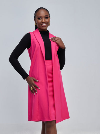 Vivo Zena Sleeveless Shawl Collar Overcoat - Pink - Shop Zetu Kenya
